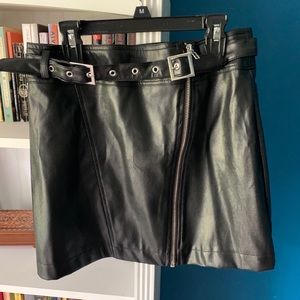 Faux leather black mini skirt